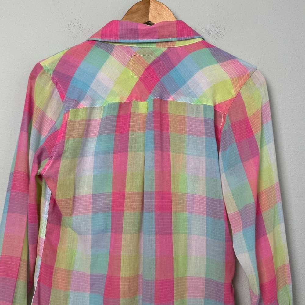 Rails Taylor Gauze‎ Button-Down Shirt in Rainbow Bright Plaid Size Small - Picture 8 of 14